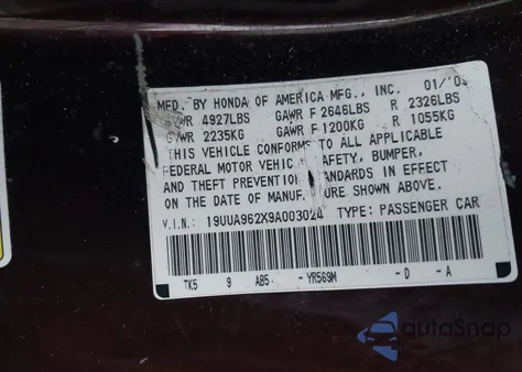 2009 Acura Tl 3.7 из США, поврежденный, VIN 19UUA962X9A003024